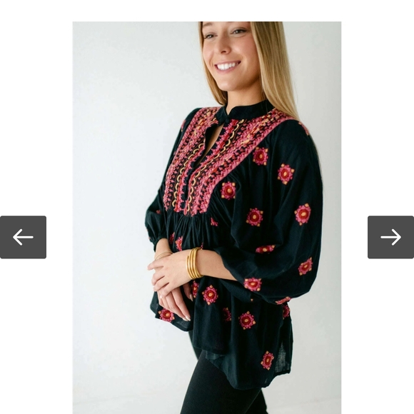 Azure and Indigo, Embroidered Black and Pink Women's Top. NWT - Picture 1 of 16